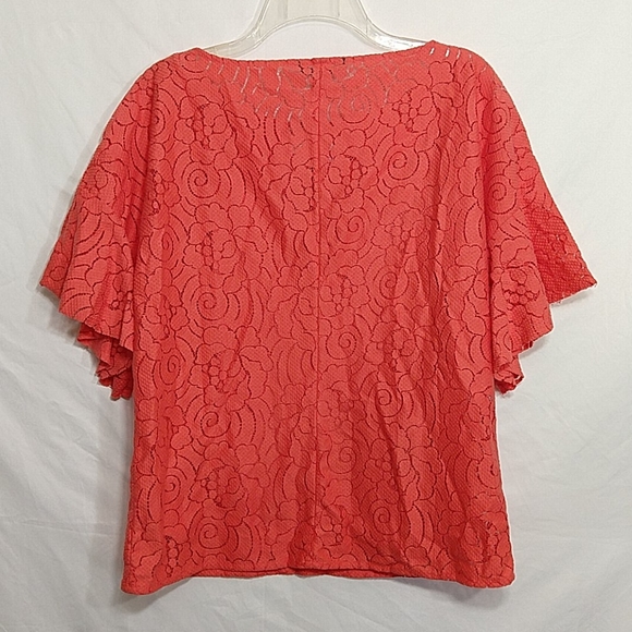 Banana Republic Coral Lace Flutter Sleeve Top - Picture 3 of 10